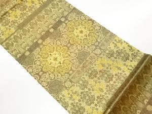 横段に華紋・草花・鳥模様織出し袋帯